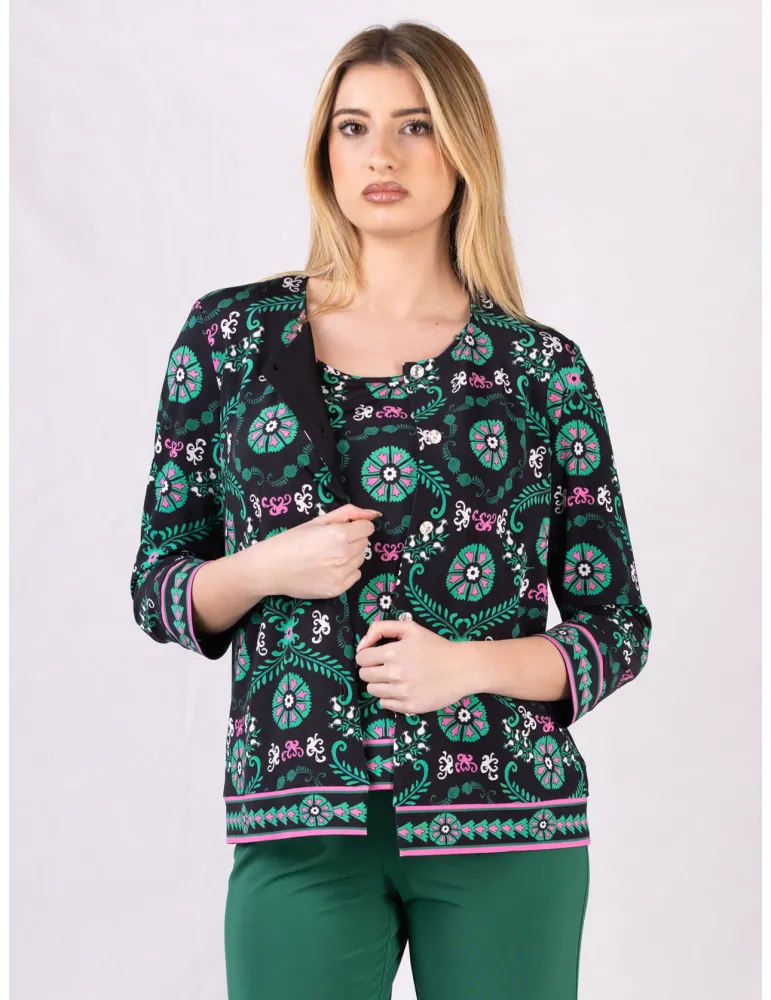 Piero Moretti black and green two pieces twinset