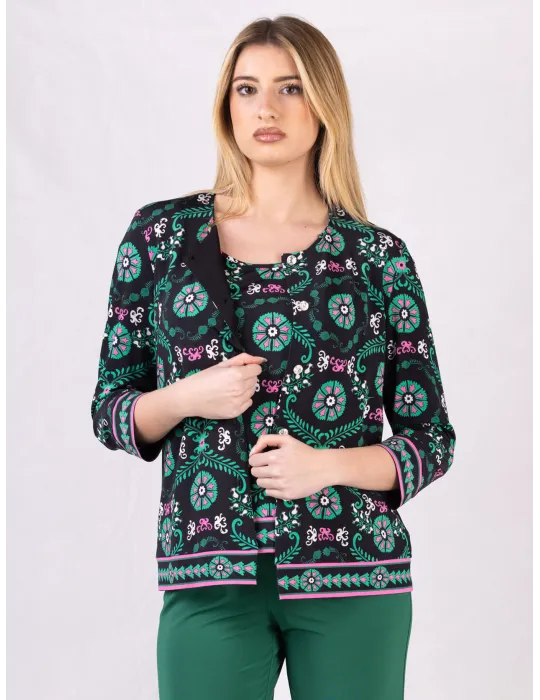 Piero Moretti 2025 | Plus size white and green two pieces twinset