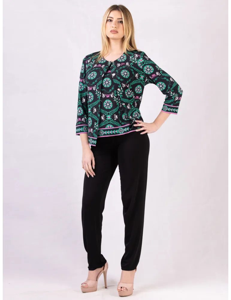 Piero Moretti black and green two pieces twinset