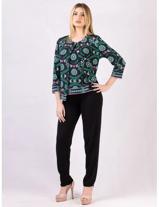 Piero Moretti 2025 | Plus size white and green two pieces twinset