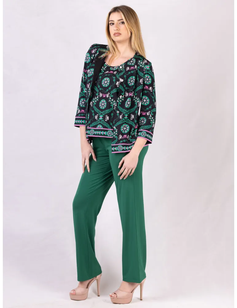 Piero Moretti 2025 | Plus size white and green two pieces twinset