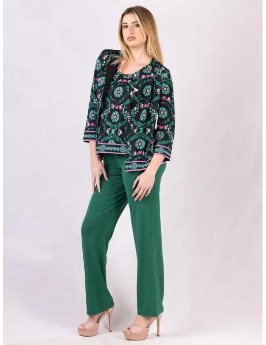 Piero Moretti 2025 | Plus size white and green two pieces twinset