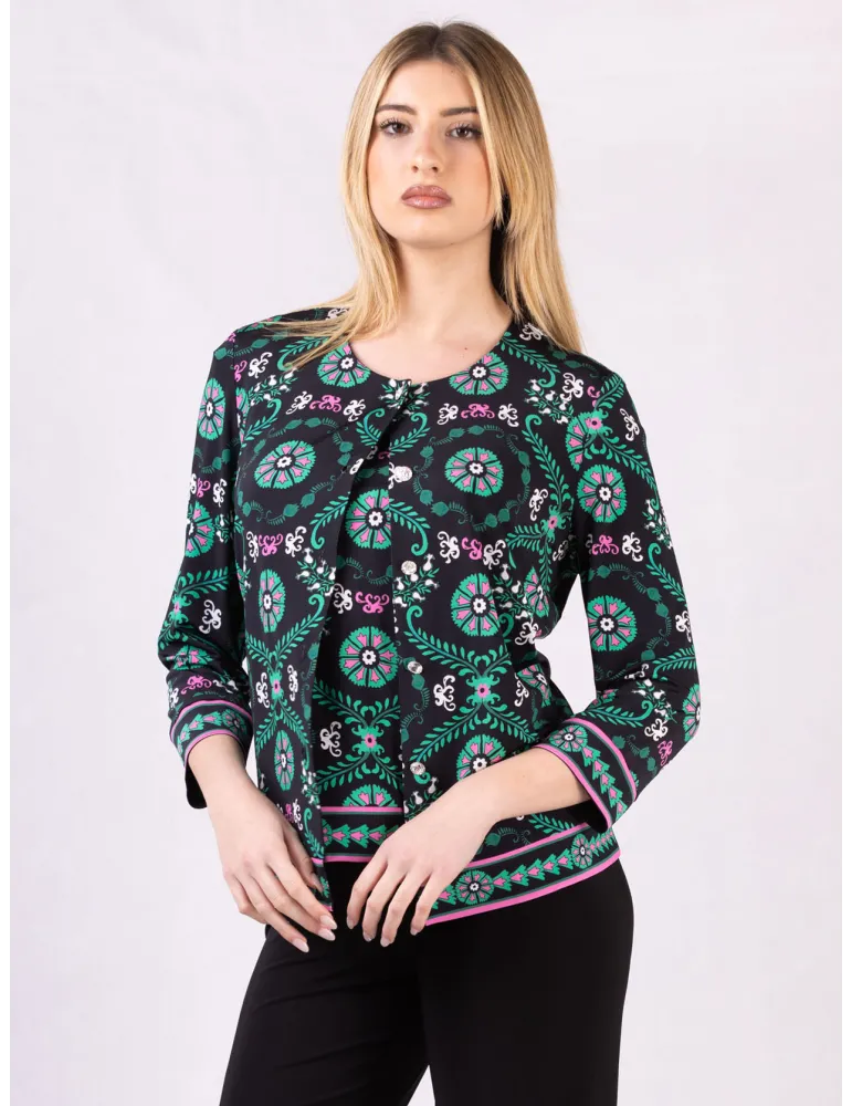 Piero Moretti black and green two pieces twinset