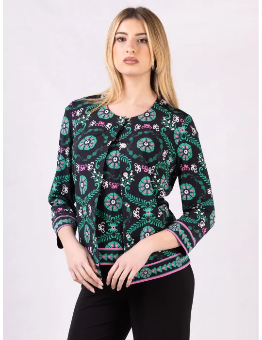 Piero Moretti black and green two pieces twinset