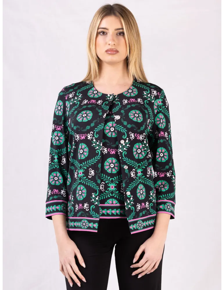 Piero Moretti 2025 | Plus size white and green two pieces twinset