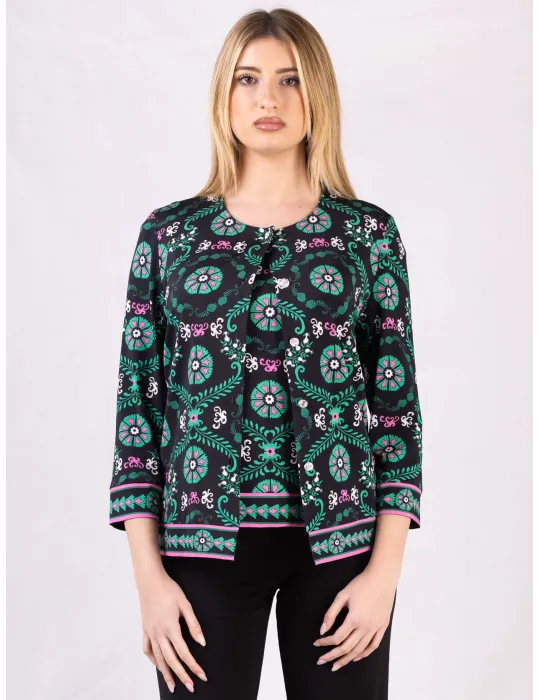 Piero Moretti 2025 | Plus size white and green two pieces twinset