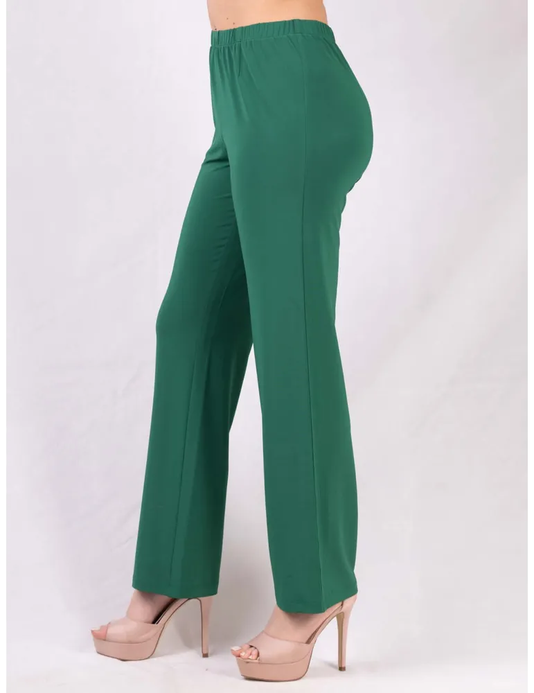 Piero Moretti silk pull-on elegant green cigarette trousers