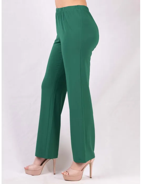 Piero Moretti silk pull-on elegant green cigarette trousers