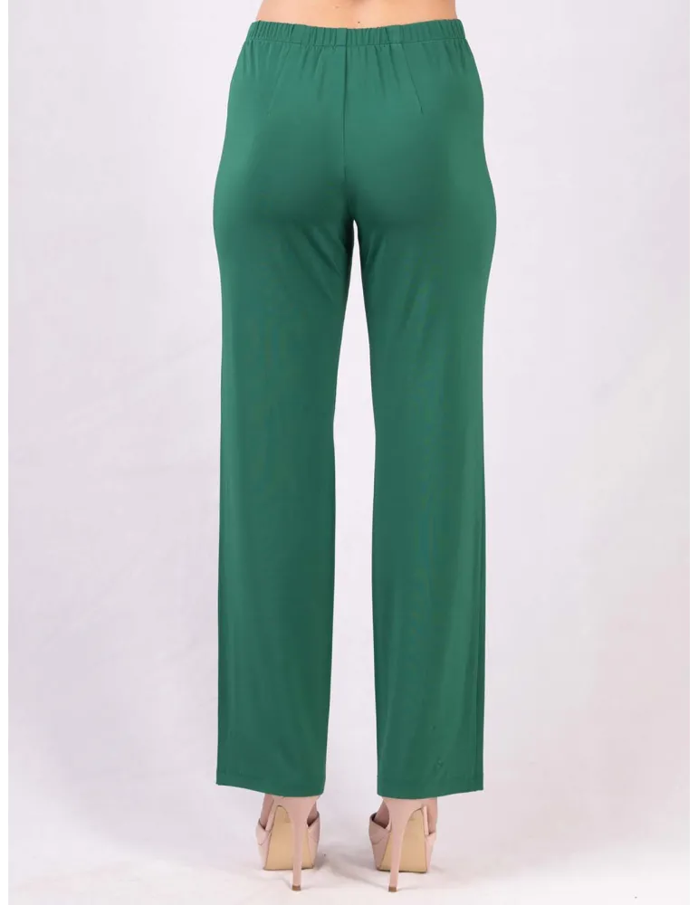 Piero Moretti silk pull-on elegant green cigarette trousers
