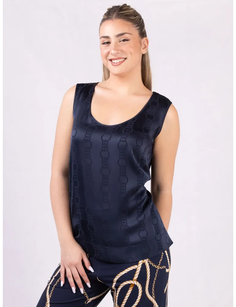 Piero Moretti blue silk satin devorè shirt and top set