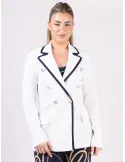 Piero Moretti White double-breasted jacket with blue piping