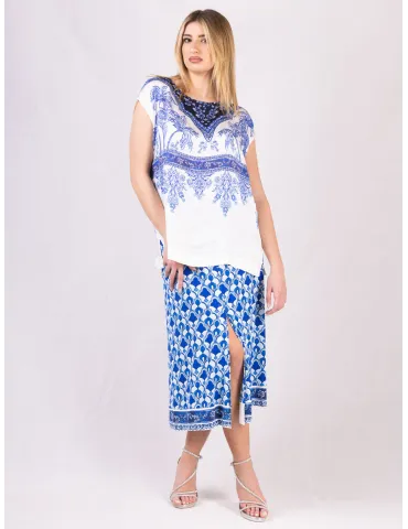 Piero Moretti White and China Blue silk box shaped shirt 2