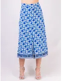Piero Moretti white and China blue midi skirt front split