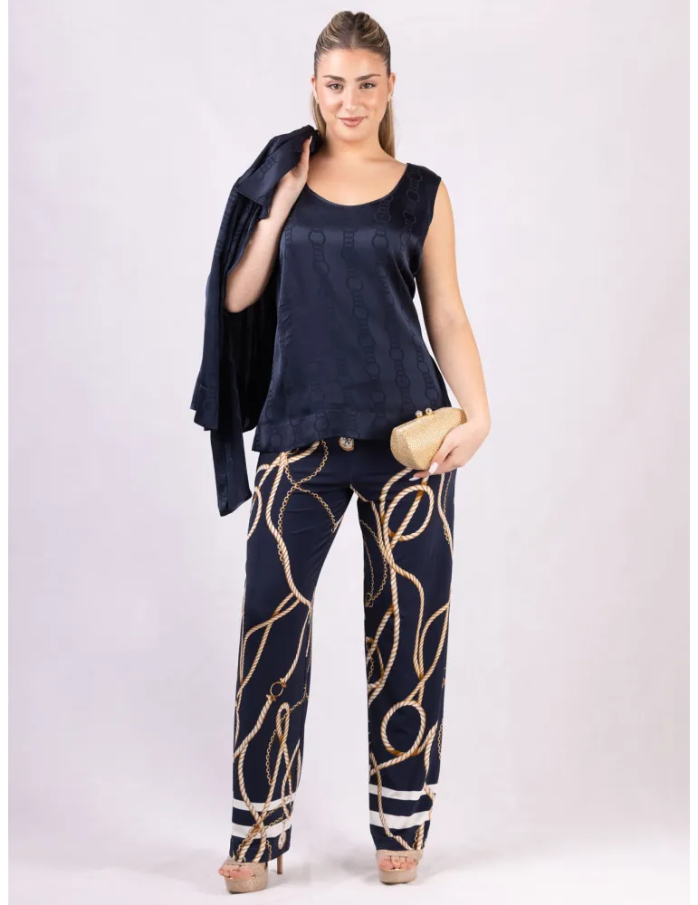 Pantaloni fantasia marina blu e camel fino alla tg 58 by Piero Moretti