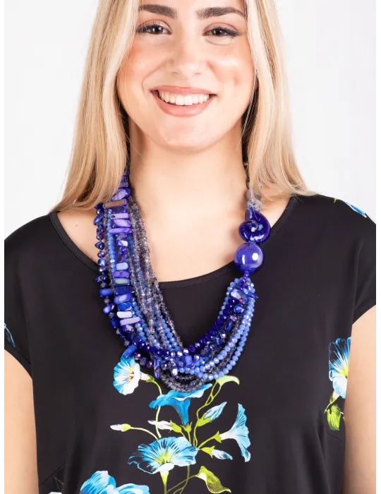 Blue crystal and rhinestone multi-strand necklace Blue crystal and rhinestone multi-strand necklace