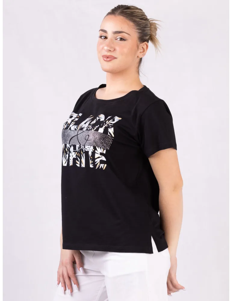 Francesca Mercuriali | Maglia t-shirt nera cotone fino alla taglia 56