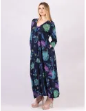 Francesca Mercuriali blue silk flower printed long dress