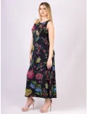 Francesca Mercuriali Plus size blue silk flower printed long dress