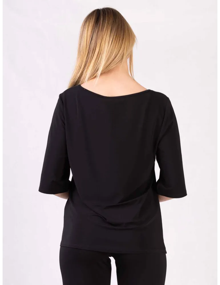 Maglia nera con strass Swarovsky fino alla 58 | Francesca Mercuriali