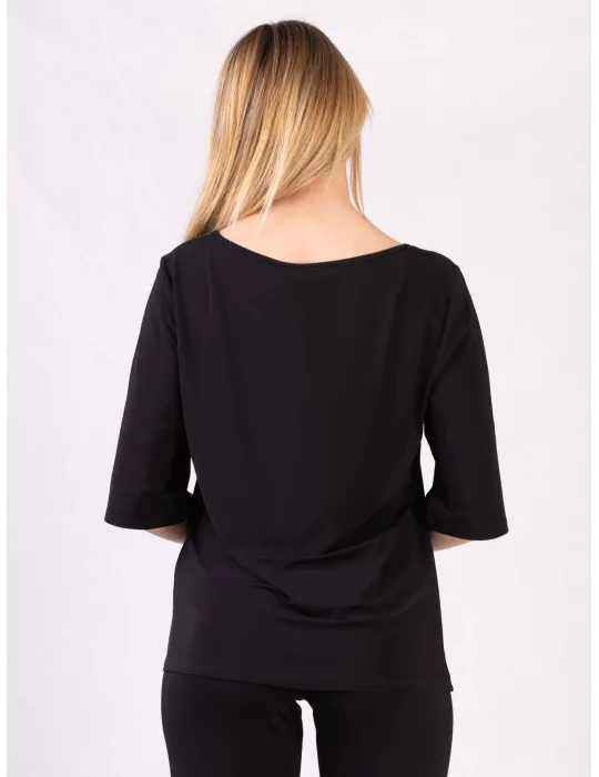 Mercuriali black A-line shirt with Swarovski crystals