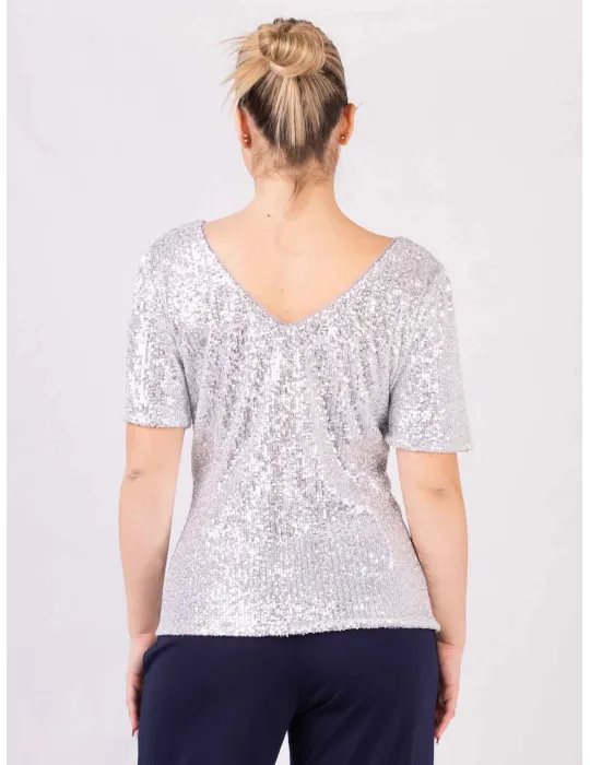 Evassè Costura Europea | Maglia di paillettes argento fino alla tg 58