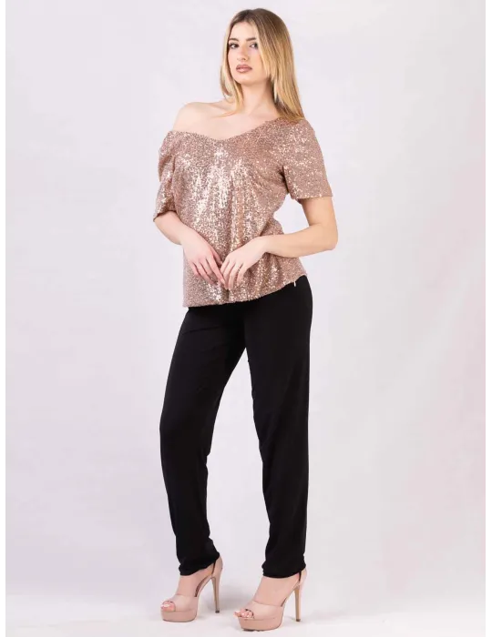 Evassè Costura Europea | Maglia paillettes rosa cipria fino alla tg 60
