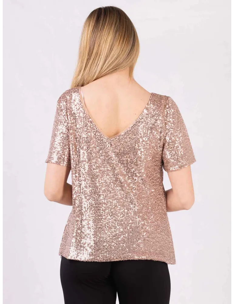 Evassè Costura Europea | Maglia paillettes rosa cipria fino alla tg 60