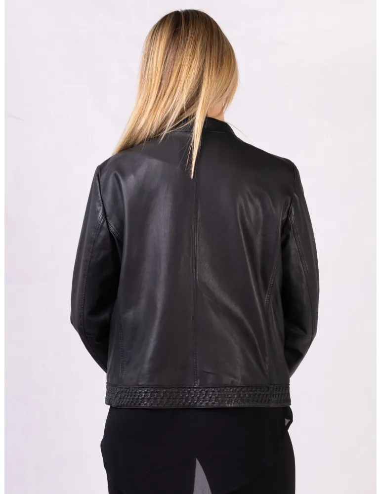 Giacca giubbotto con zip in pelle nera vera Milestone fino alla tg 52