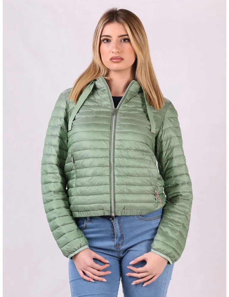 Milestone light green spring hooded quilted padded jacket