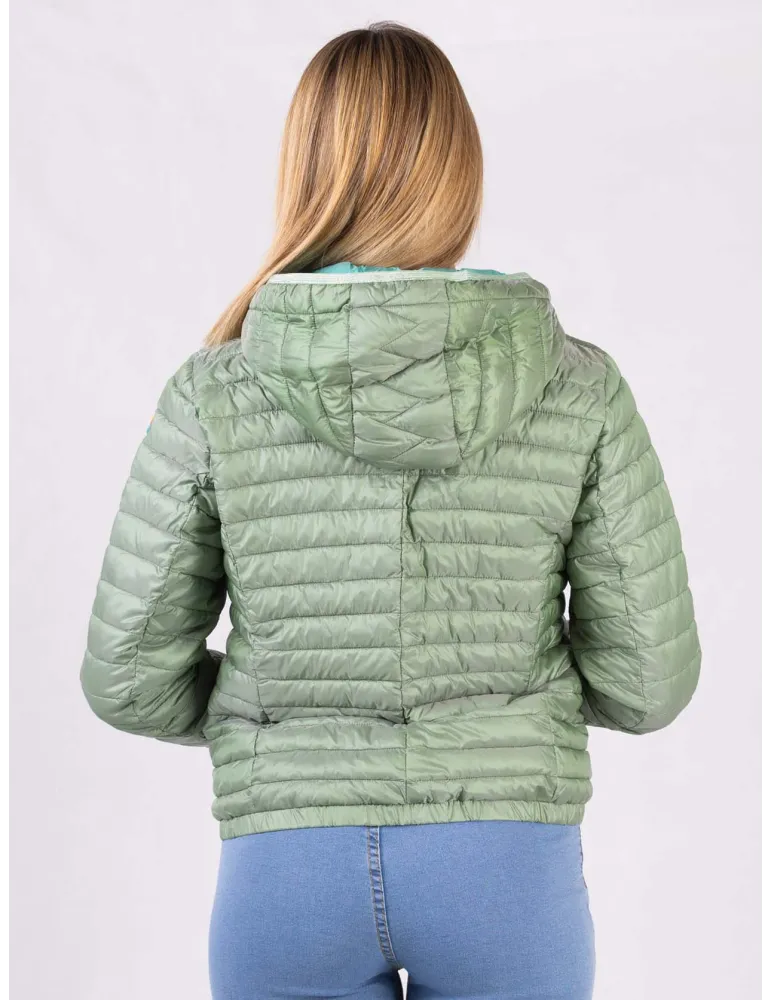 Milestone light green spring hooded quilted padded jacket