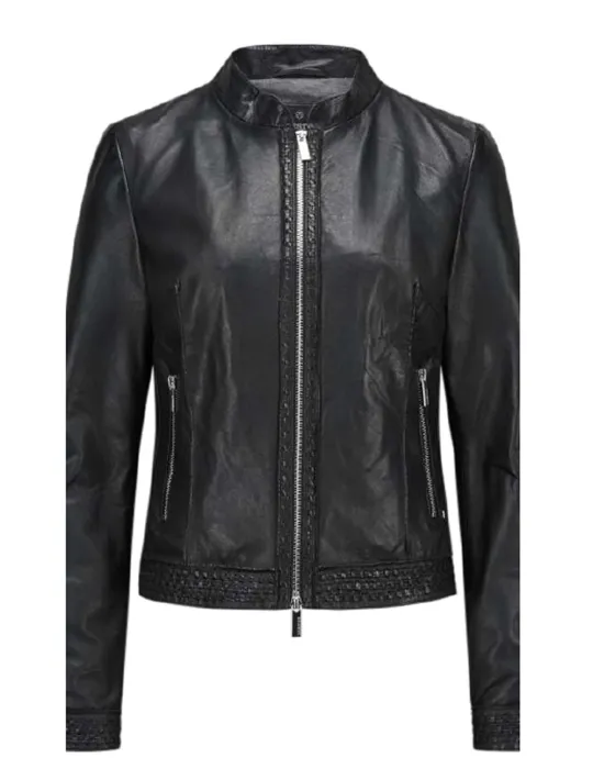 Giacca giubbotto con zip in pelle nera vera Milestone fino alla tg 52
