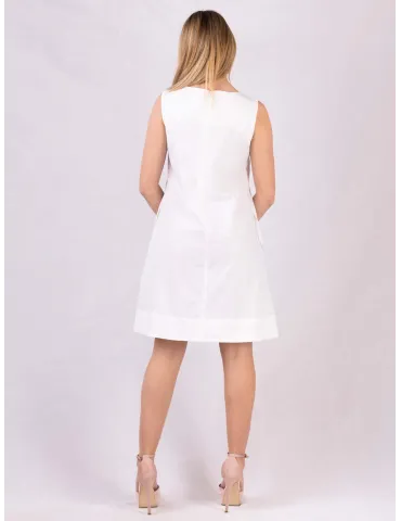 Riva Tricot White A-line cotton sundress with front pleat 2