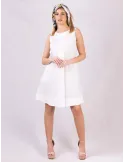 Brown A-line cotton sundress with front pleat | Plus size summer dress