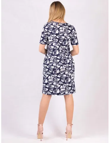 White and blue viscose silk daily sheath dress 2