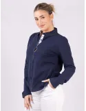 Riva Tricot Dark blue piquè cotton shirt with white cuffs