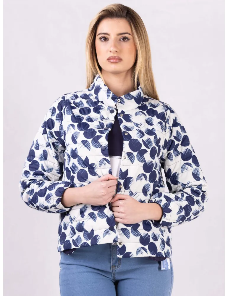 Riva Tricot Lightweight reversible padded jacket in blue | Plus size