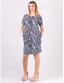 White and blue viscose silk daily sheath dress