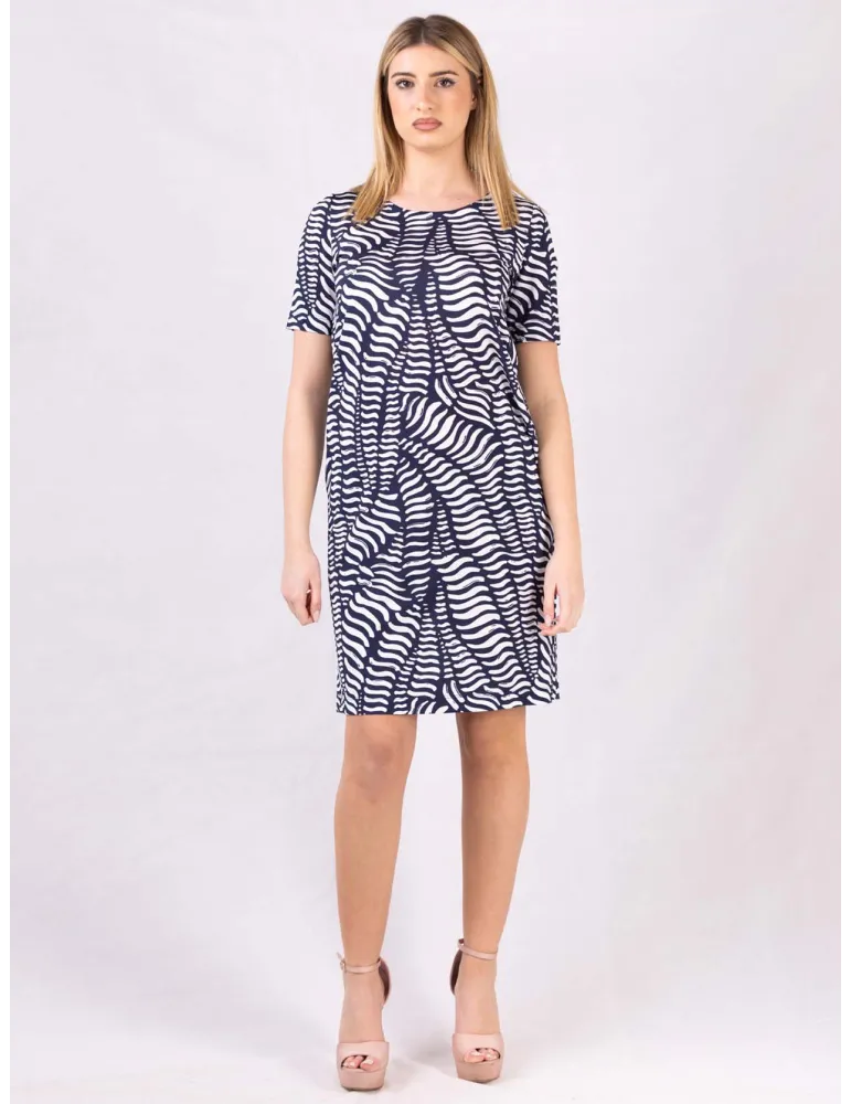 Riva Tricot Italy | White and blue viscose silk daily summer dress