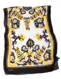 Piero Moretti black white yellow printed silk scarf