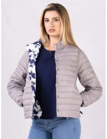 Riva Tricot Lightweight reversible padded jacket in grey | Plus size