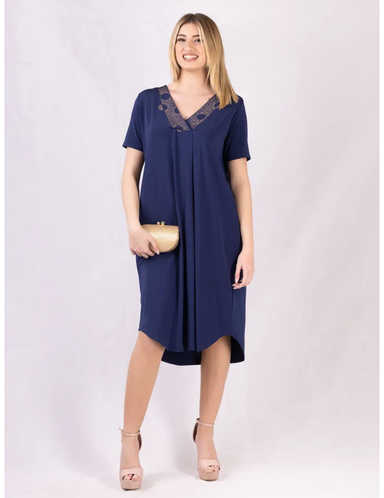 Francesca Mercuriali SS 2025 | Blue trapeze silk dress with pockets Francesca Mercuriali SS 2025 | Blue trapeze silk dress with pockets