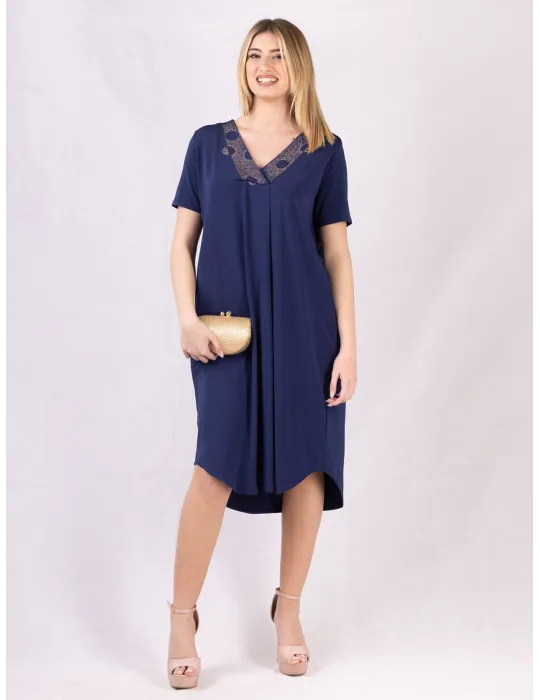 Francesca Mercuriali Blue A-line silk dress with pockets Francesca Mercuriali Blue A-line silk dress with pockets