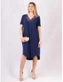 Francesca Mercuriali SS 2025 | Blue trapeze silk dress with pockets