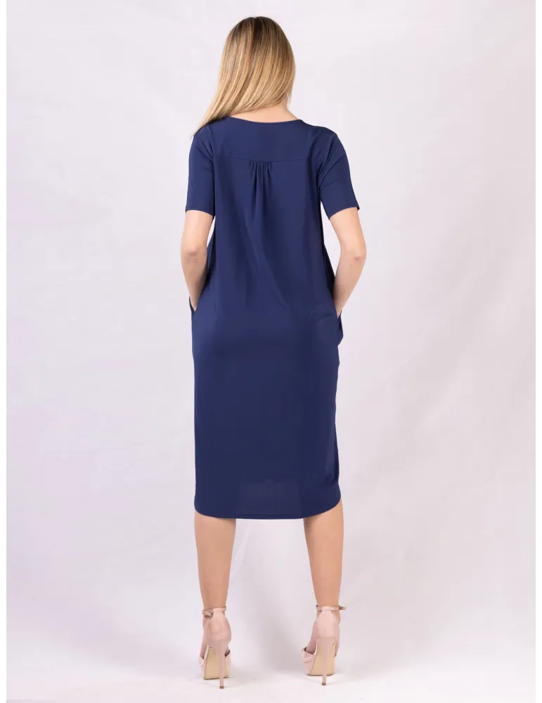 Francesca Mercuriali Blue A-line silk dress with pockets