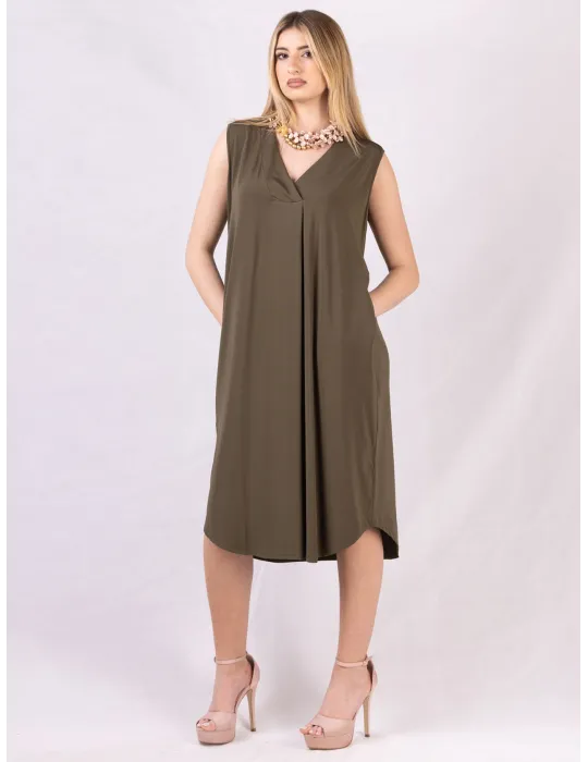 Francesca Mercuriali SS 2025 | Plus size Military green silk sundress Francesca Mercuriali SS 2025 | Plus size Military green silk sundress