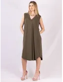 Francesca Mercuriali SS 2025 | Plus size Military green silk sundress