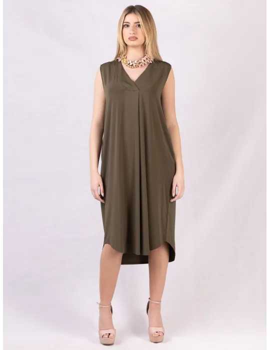 Francesca Mercuriali SS 2025 | Plus size Military green silk sundress