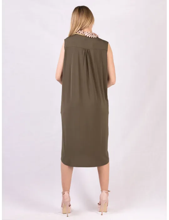 Francesca Mercuriali SS 2025 | Plus size Military green silk sundress