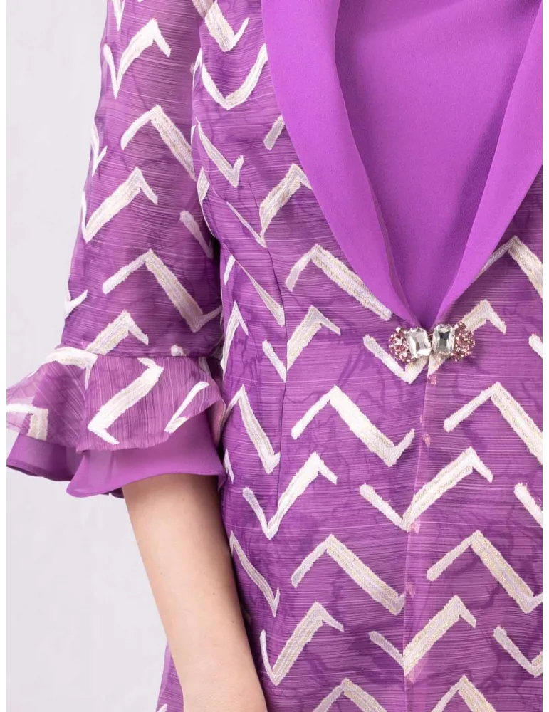 Sonia Pena Couture Fuchsia Three-Piece Duster Suit