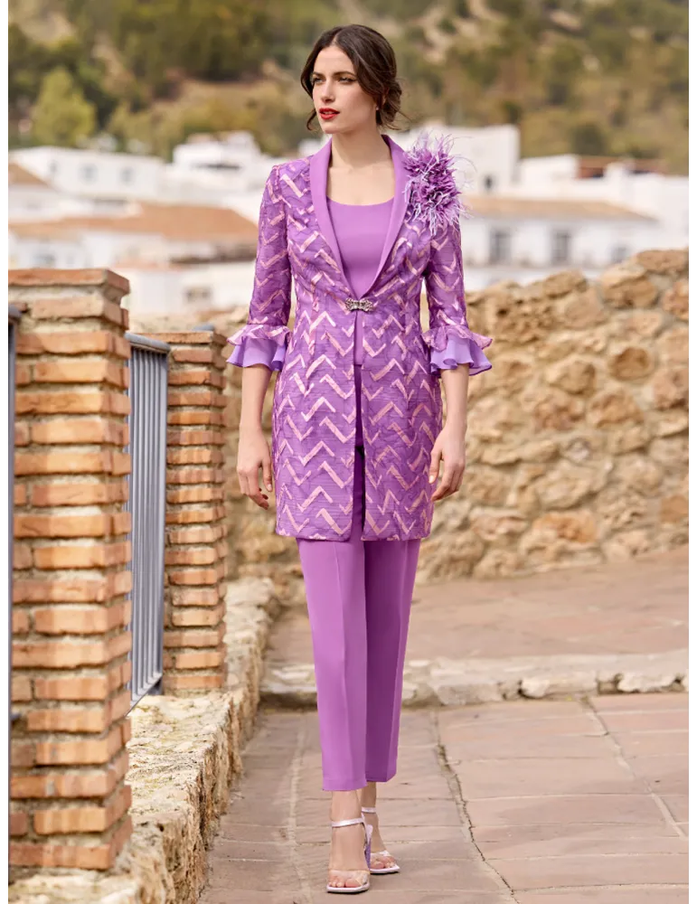 Sonia Pena Couture Fuchsia Three-Piece Duster Suit Sonia Pena Couture Fuchsia Three-Piece Duster Suit